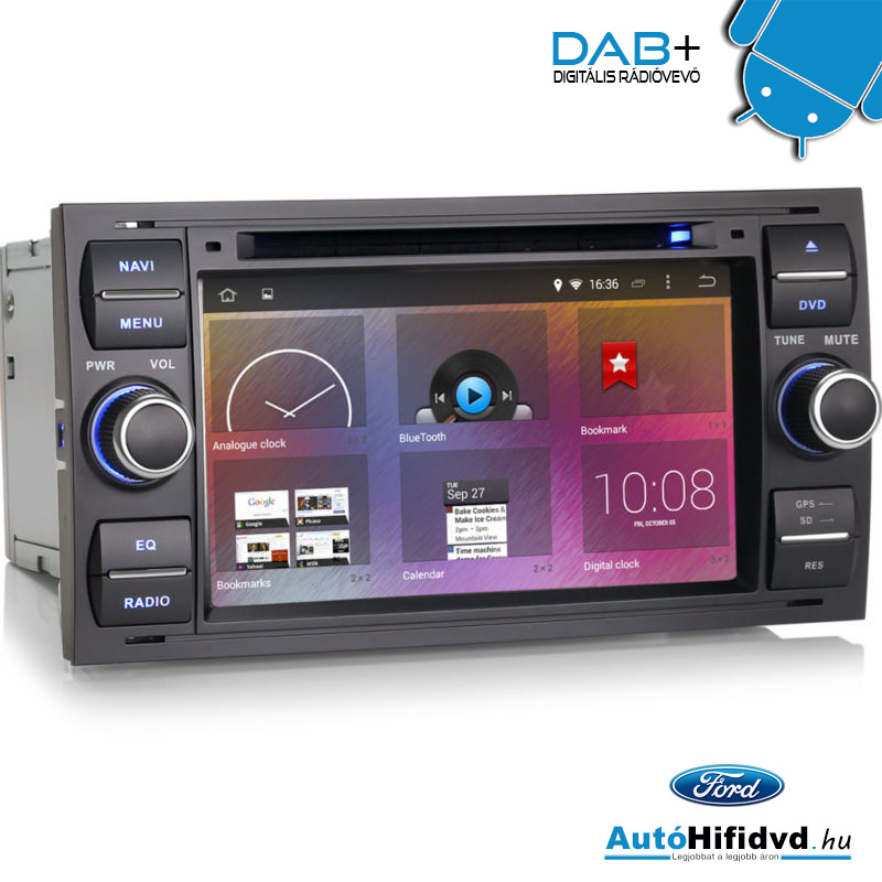 4301F új, FORD Mondeo, Focus, S-Max,C-Max, Fusion, Connect, Kuga, Transit, Fiesta, Galaxy Gyári Kinézetű Android AutóHifi Multimédia (7 colos Kijelző, 2Din-es DVD Autórádió, Magyar Menü, WIFI,3G+Gps) a