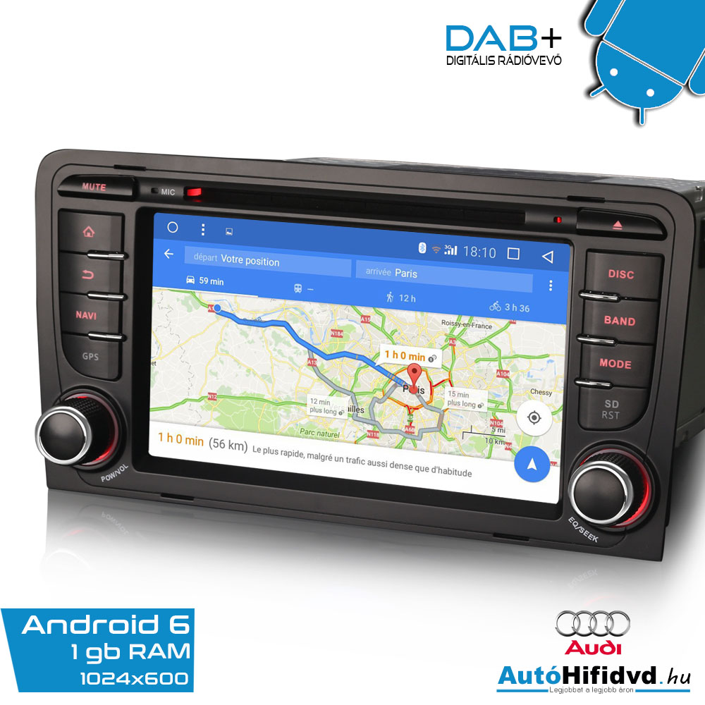 garanciális AUDI A3 (2003-2011) S3 RS3 RNSE-PU Gyári Kinézetű AutóHifi Márka Specifikus Multimédia (1 GB RAM, Android 6, Magyar Menü, WAZE)