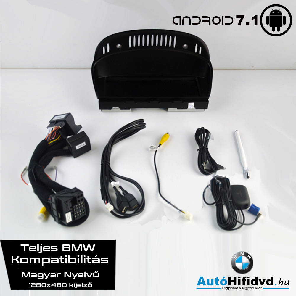 Garanciális BMW 5 AutóHifi, Gyári Kinézetű Autórádió (BMW 5 Széria (E60, E61, E62, E63, E64)) MárkaSpecifikus Multimédia (Magyar Nyelvű) Android 7.1 GPS Navigáció (2005-2010) (WAZE)