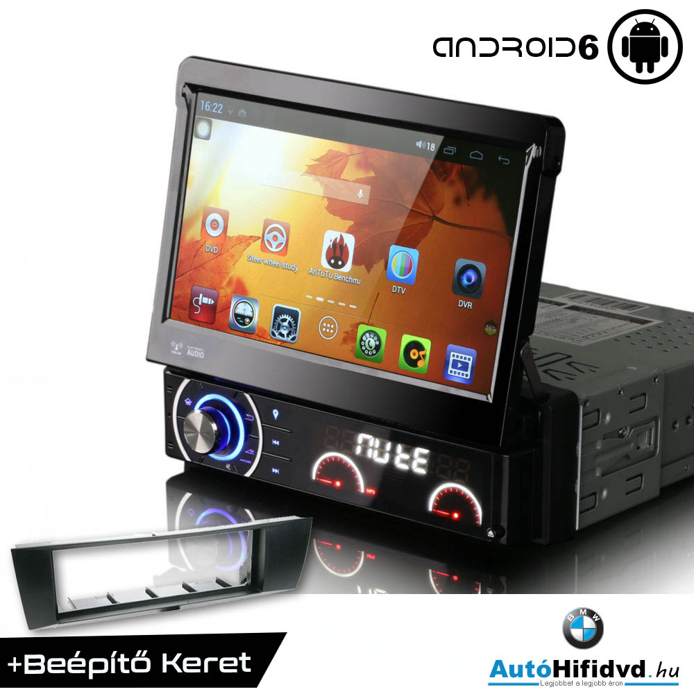 bmw 3 e90 autóhifi android 6 multimédiás hifi autórádió + beépítő keret 1 din rádió keret