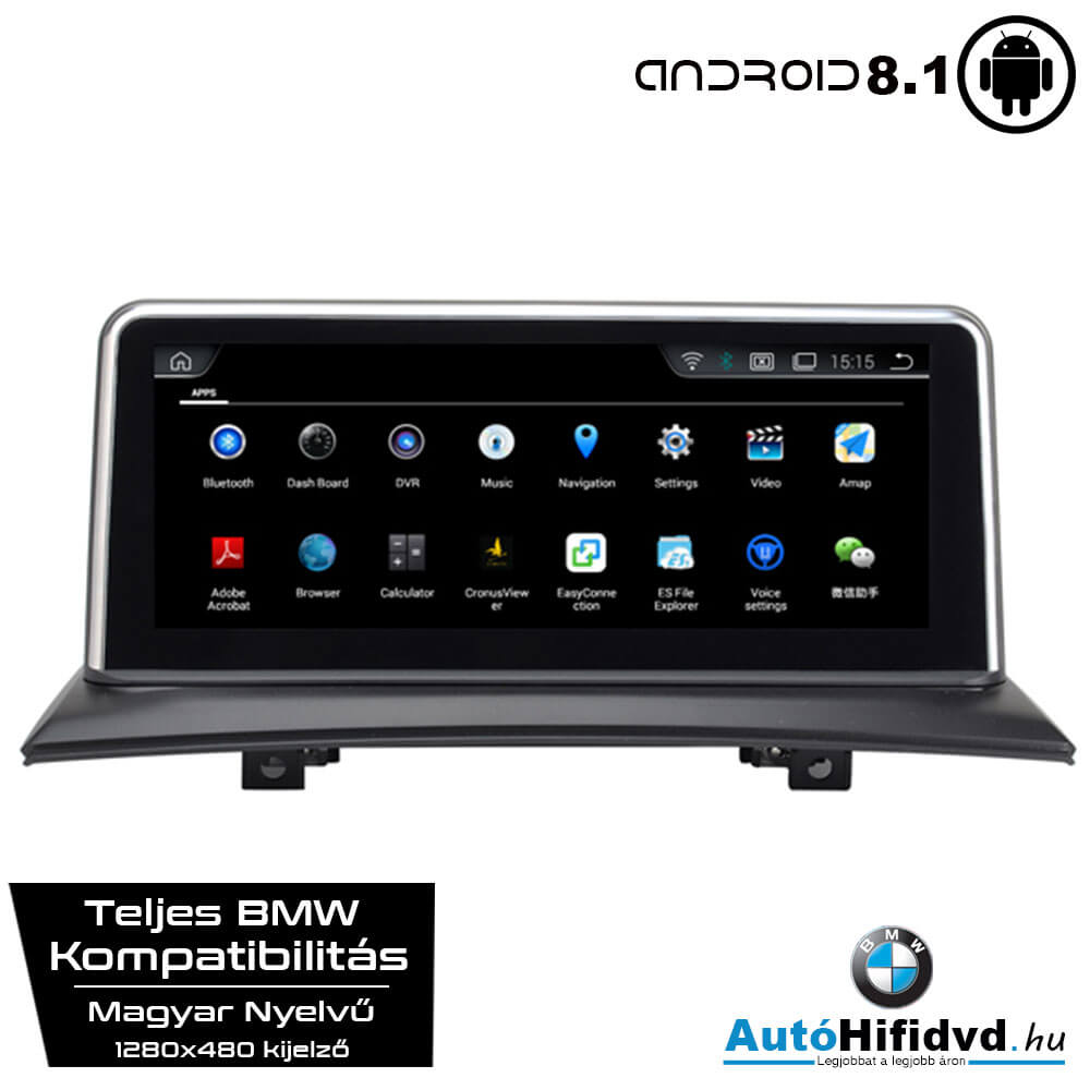 Garanciális BMW X3 E83 AutóHifi, Gyári Kinézetű Autórádió (BMW X3 E83 (2004-2009)) MárkaSpecifikus Multimédia (Magyar Nyelvű) Android 8.1 GPS Navigáció c