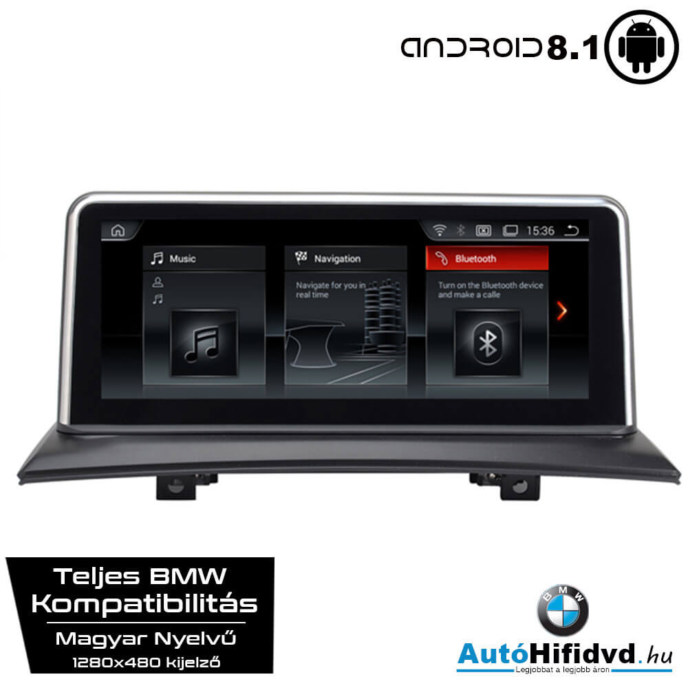 Garanciális BMW X3 E83 AutóHifi, Gyári Kinézetű Autórádió (BMW X3 E83 (2004-2009)) MárkaSpecifikus Multimédia (Magyar Nyelvű) Android 8.1 GPS Navigáció