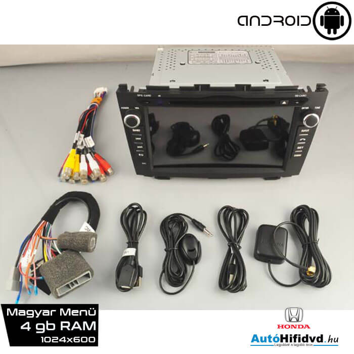 Garanciális Honda CRV AutóHifi, Gyári Kinézetű Autórádió (HONDA CRV 2006-2011) MárkaSpecifikus Multimédia (Magyar Nyelvű, 4 GB RAM) Android 9 GPS Navigáció (Waze)