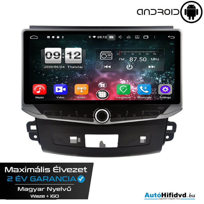 Új, Garanciális Mitsubishi Outlander AutóHifi, Gyári Kinézetű Autórádió (MITSUBISHI OUTLANDER 2005-2012) MárkaSpecifikus Multimédia (Magyar Nyelvű, 4 GB RAM) Android 13 GPS Navigáció (CARPLAY) (4G SIM)