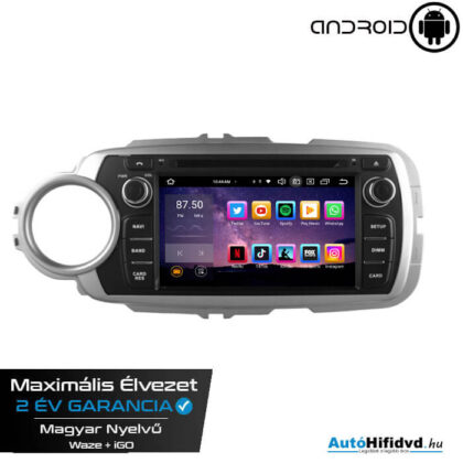 Új, Garanciális Toyota Yaris AutóHifi, Gyári Kinézetű Autórádió (TOYOTA YARIS 2012-2020) MárkaSpecifikus Multimédia (4 GB RAM, Magyar Nyelvű) Android 14 GPS Navigáció (CARPLAY) (4G SIM)