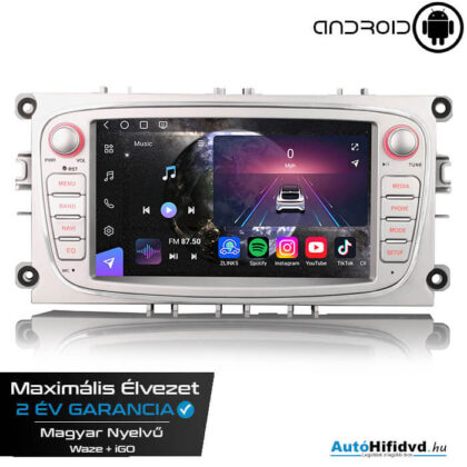 Új, Garanciális Ford Galaxy AutóHifi, Gyári Kinézetű Autórádió (FORD GALAXY 2010-2013) MárkaSpecifikus Multimédia (Magyar Nyelvű, 8 GB RAM) Android 14 GPS Navigáció (CARPLAY) (4G SIM)
