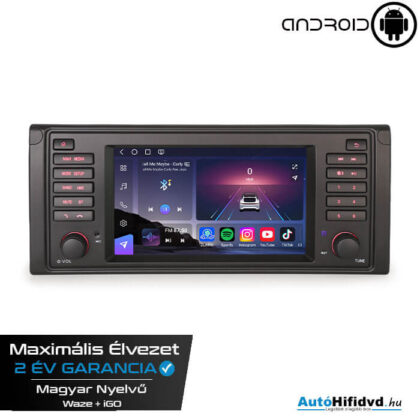 Új, Garanciális BMW 5, M5, X5, 7 AutóHifi, Gyári Kinézetű Autórádió (BMW E39, E53, E38 1996-2004) MárkaSpecifikus Multimédia (Magyar Nyelvű, 8 GB RAM) Android 14 GPS Navigáció (CARPLAY)