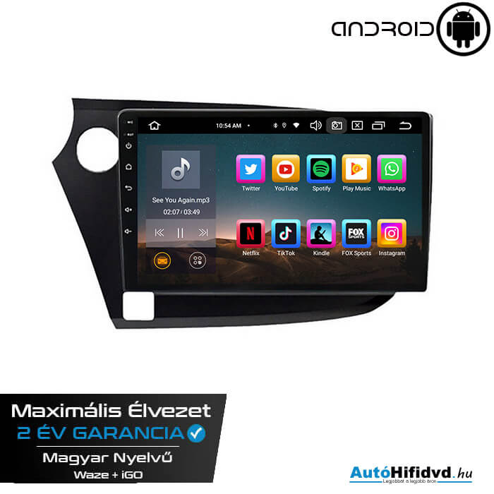 Garanciális Honda Insight 2 AutóHifi, Gyári Kinézetű Autórádió (HONDA INSIGHT 2009-2016) MárkaSpecifikus Multimédia (Magyar Nyelvű) Android GPS Navigáció (CARPLAY) (4G SIM)