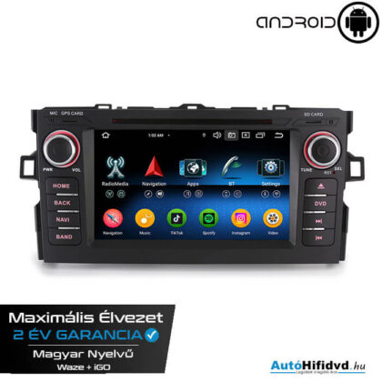 Új, Garanciális Toyota Auris AutóHifi, Gyári Kinézetű Autórádió (TOYOTA AURIS 2006-2014) MárkaSpecifikus Multimédia (Magyar Nyelvű, 4 GB RAM) Android 13 GPS Navigáció (CARPLAY + 4G SIM)