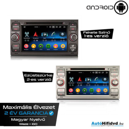 Új, Garanciális Ford Galaxy AutóHifi, Gyári Kinézetű Autórádió (FORD GALAXY 2005-2013) MárkaSpecifikus Multimédia (Magyar Nyelvű, 4 GB RAM) Android 14 GPS Navigáció (CARPLAY) (4G SIM)